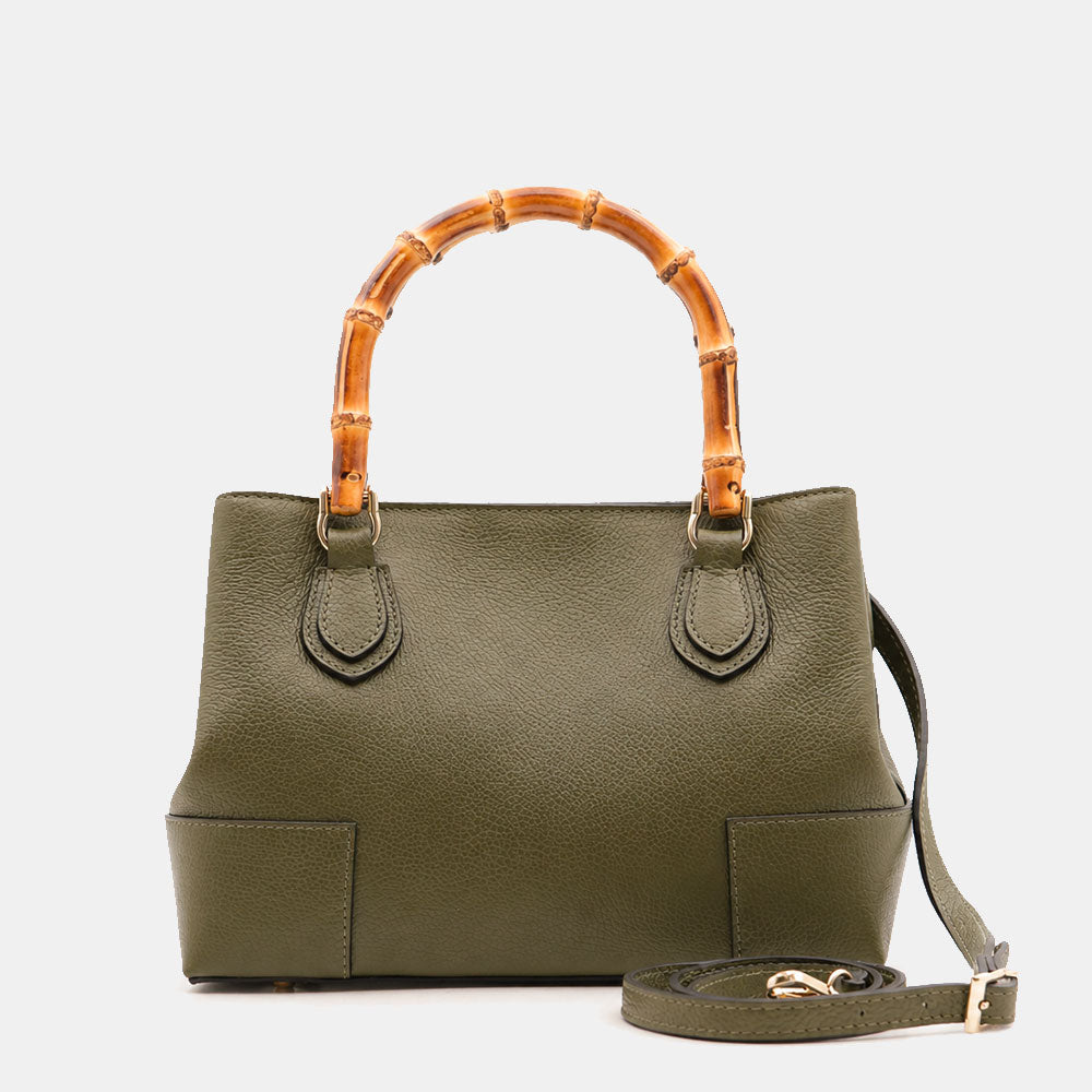 Borsa Piccola a Mano VIAVERDI in Pelle Verde Made in Italy linea Volterra
