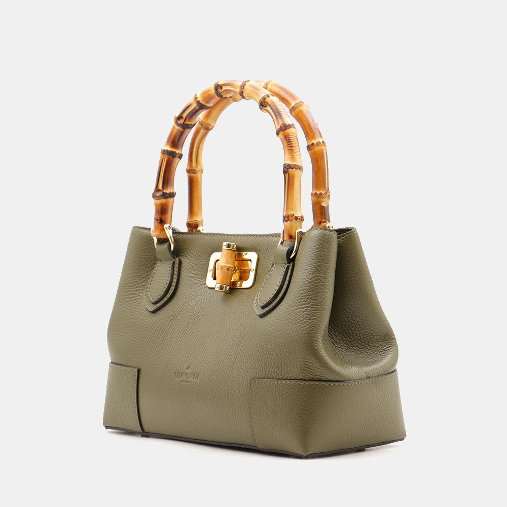 Borsa Piccola a Mano VIAVERDI in Pelle Verde Made in Italy linea Volterra