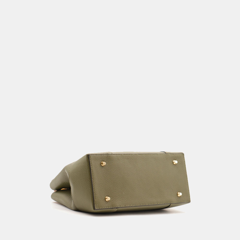 Borsa Piccola a Mano VIAVERDI in Pelle Verde Made in Italy linea Volterra
