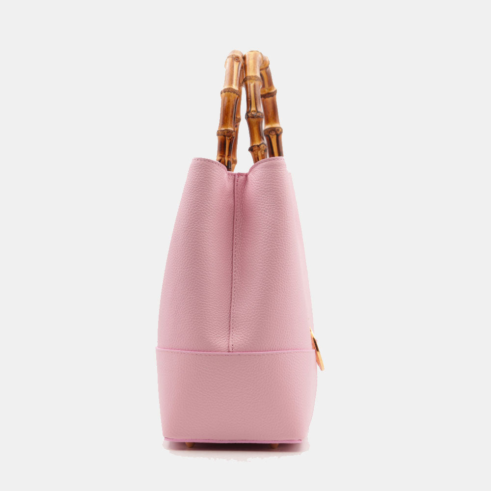 Borsa Grande a Mano VIAVERDI in Pelle Rosa Made in Italy linea Volterra