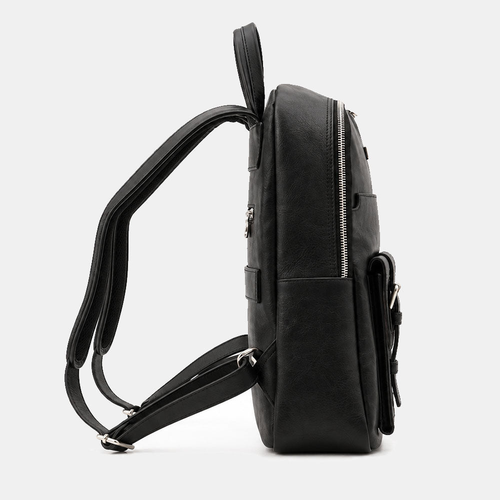 Backpack in Black Leather Made in Italy – Line Firenze
