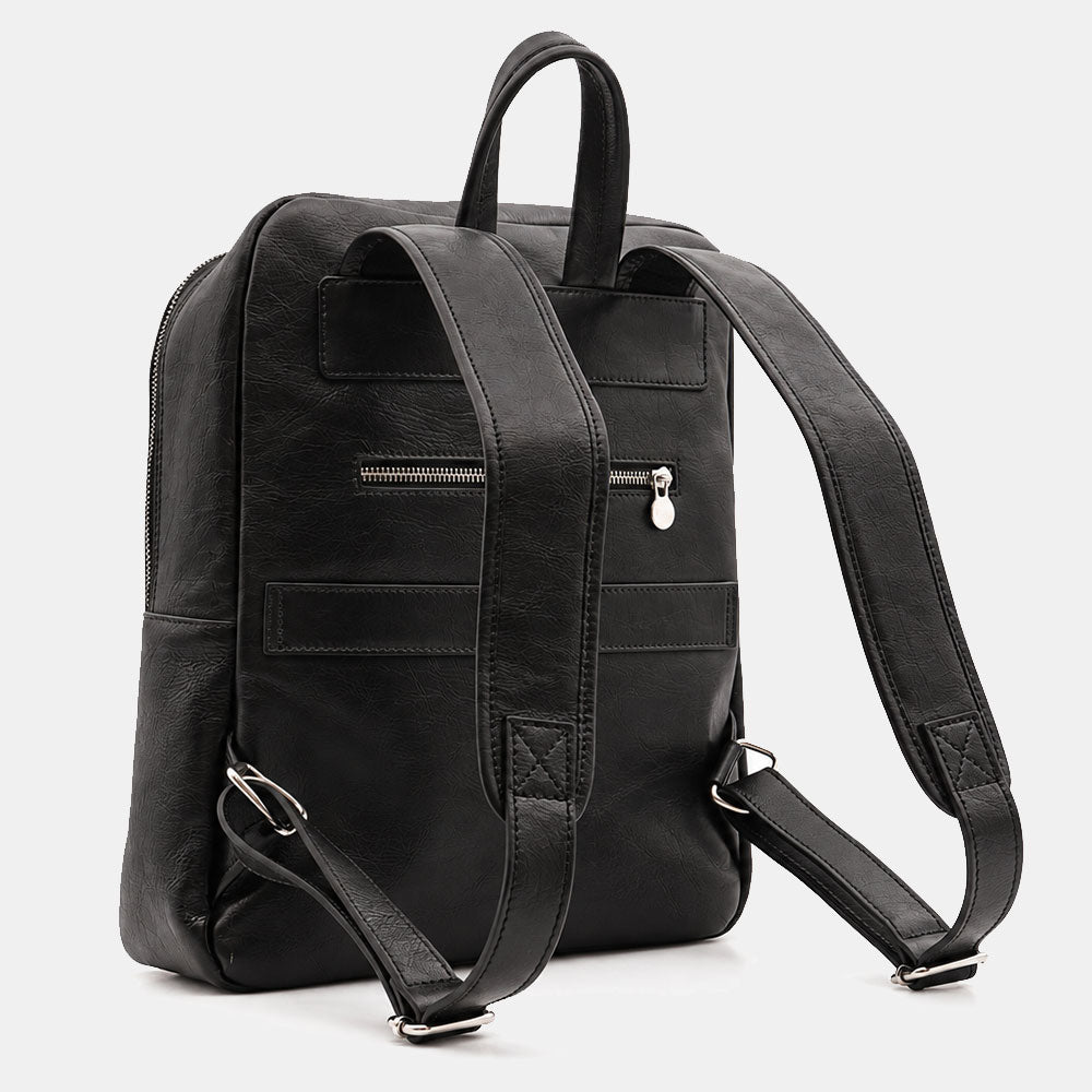 Backpack in Black Leather Made in Italy – Line Firenze
