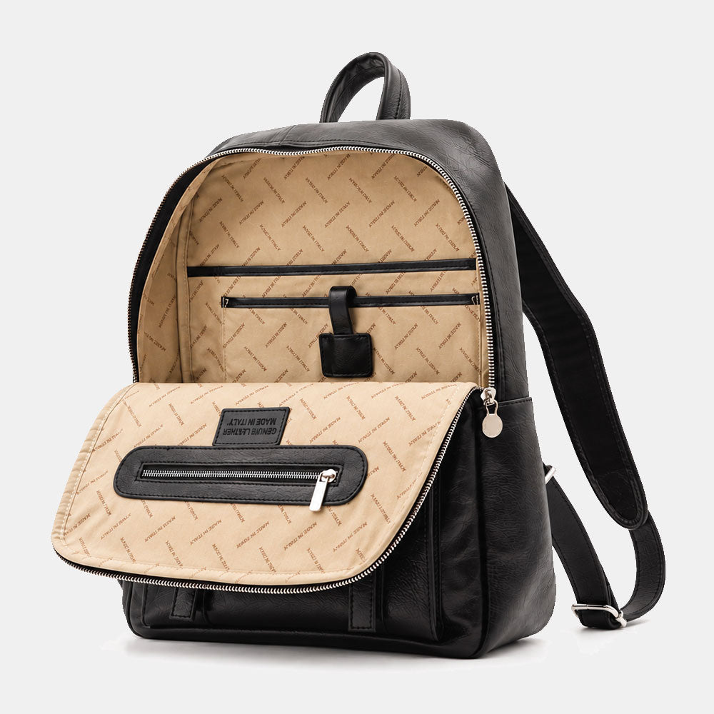 Backpack in Black Leather Made in Italy – Line Firenze
