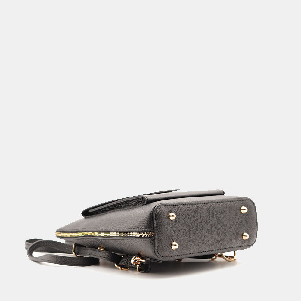 Damen-Lederrucksack VIAVERDI in Schwarz Made in Italy Linie San Gimignano