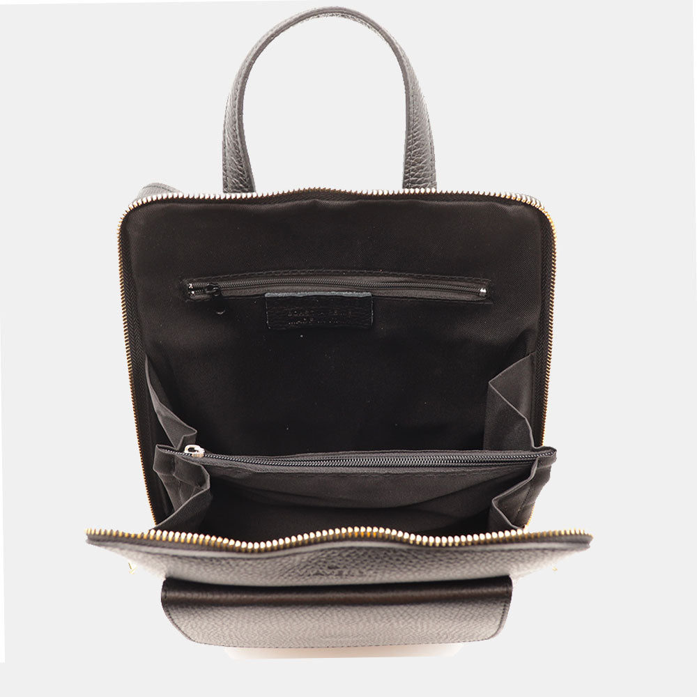 Damen-Lederrucksack VIAVERDI in Schwarz Made in Italy Linie San Gimignano