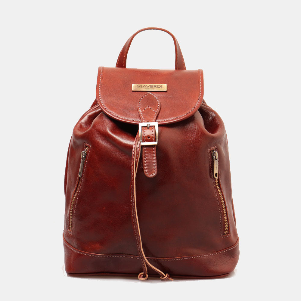 Zaino Donna in Pelle Marrone VIAVERDI Made in Italy linea Firenze