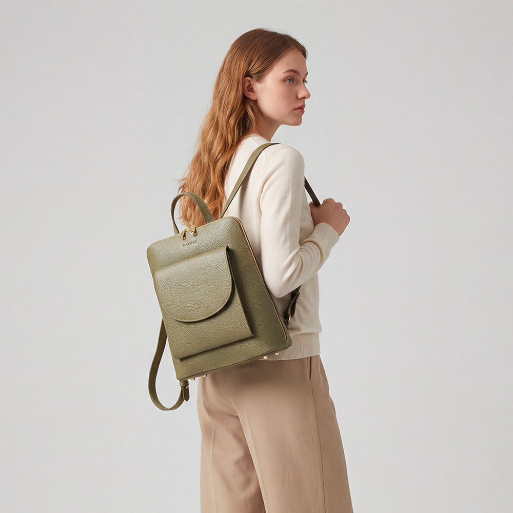 Zaino Donna in Pelle Verde VIAVERDI Made in Italy Linea San Gimignano