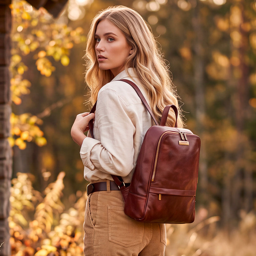 Mochila de Piel Marrón VIAVERDI Made in Italy 