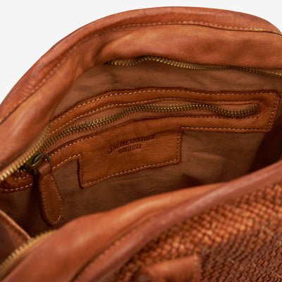 VIAVERDI Hide Intrecciato Leather Handle Bag Made in Italy 