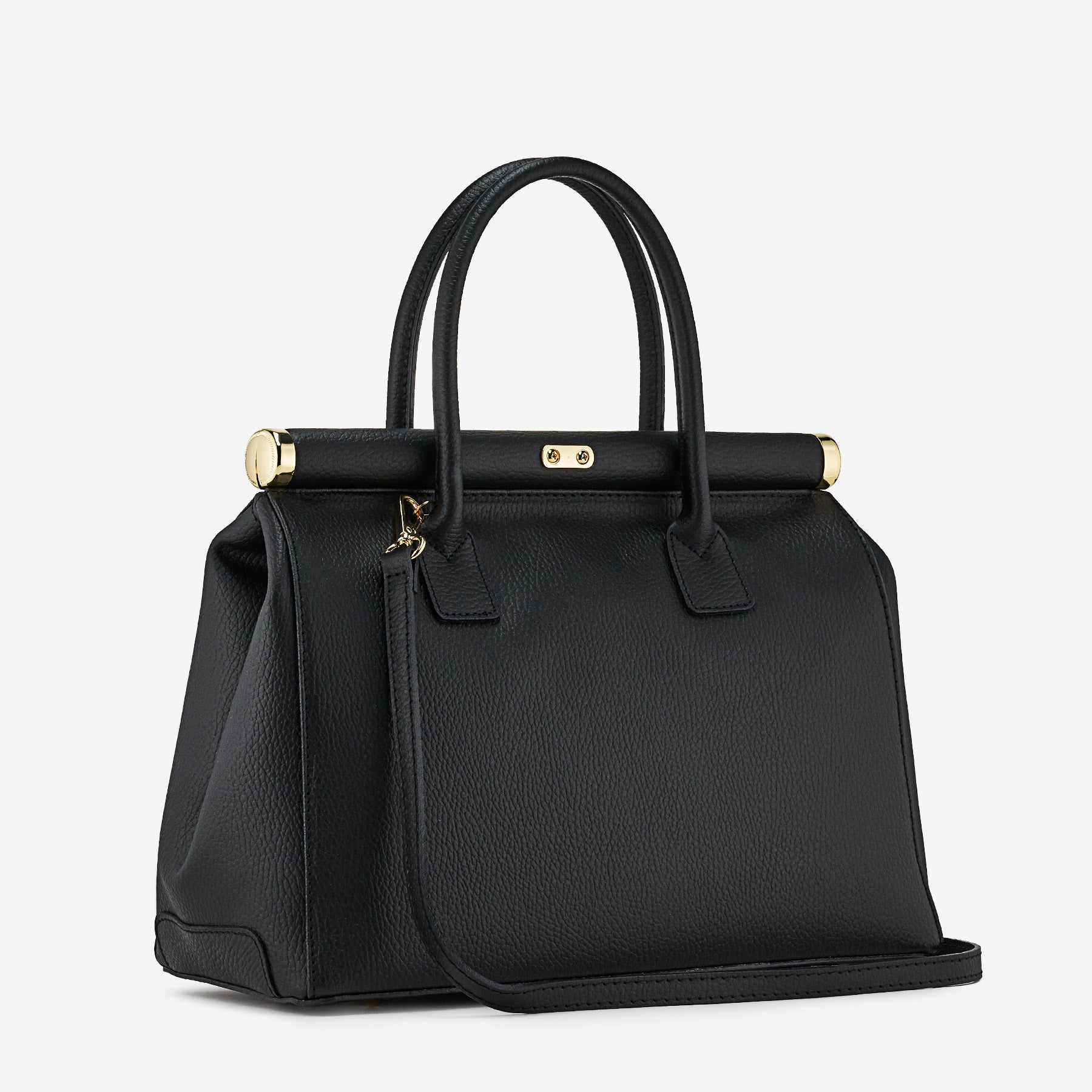 Borsa a Mano con Tracolla VIAVERDI in Pelle Nera Made in Italy