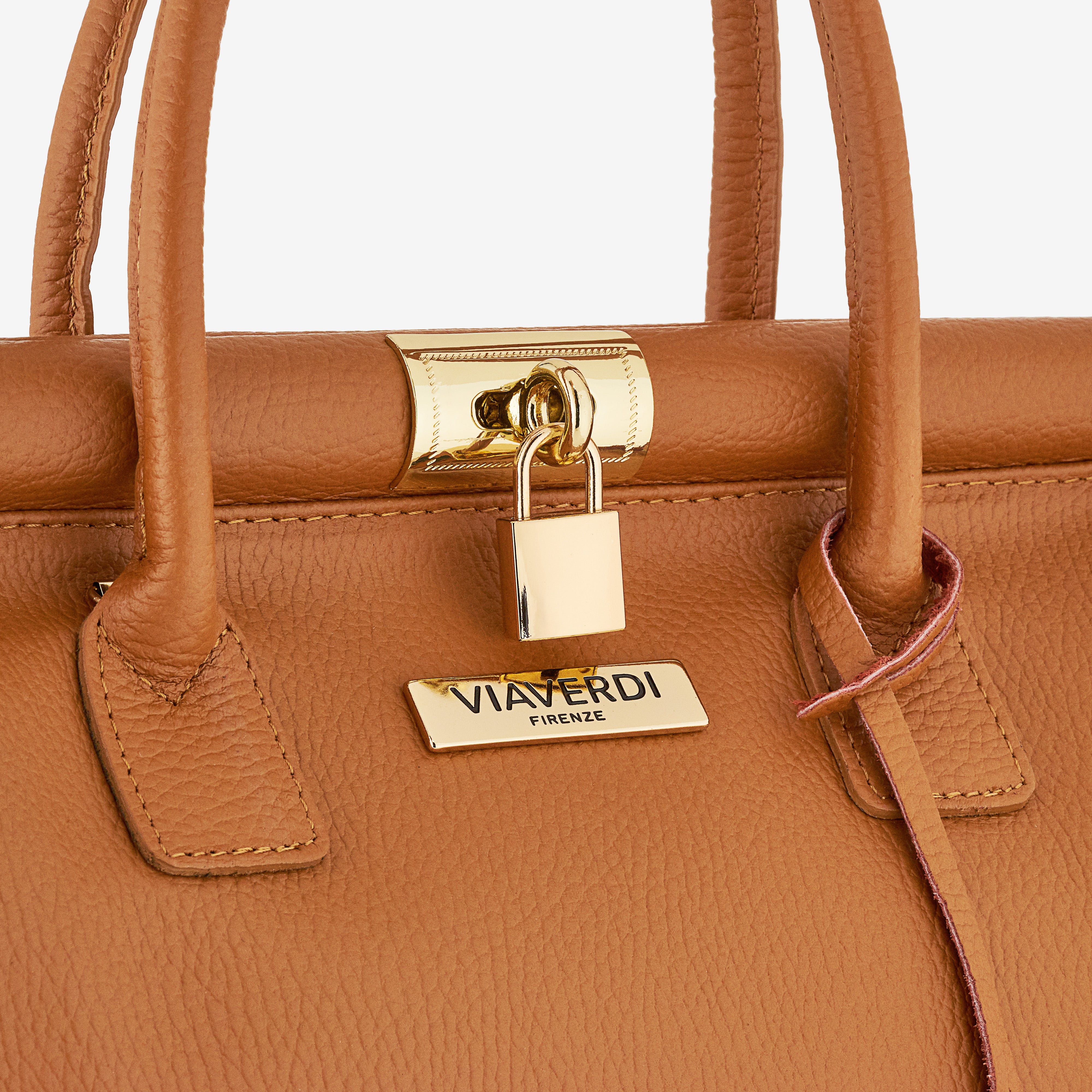 Borsa a Mano con Tracolla VIAVERDI in Pelle Marrone Made in Italy