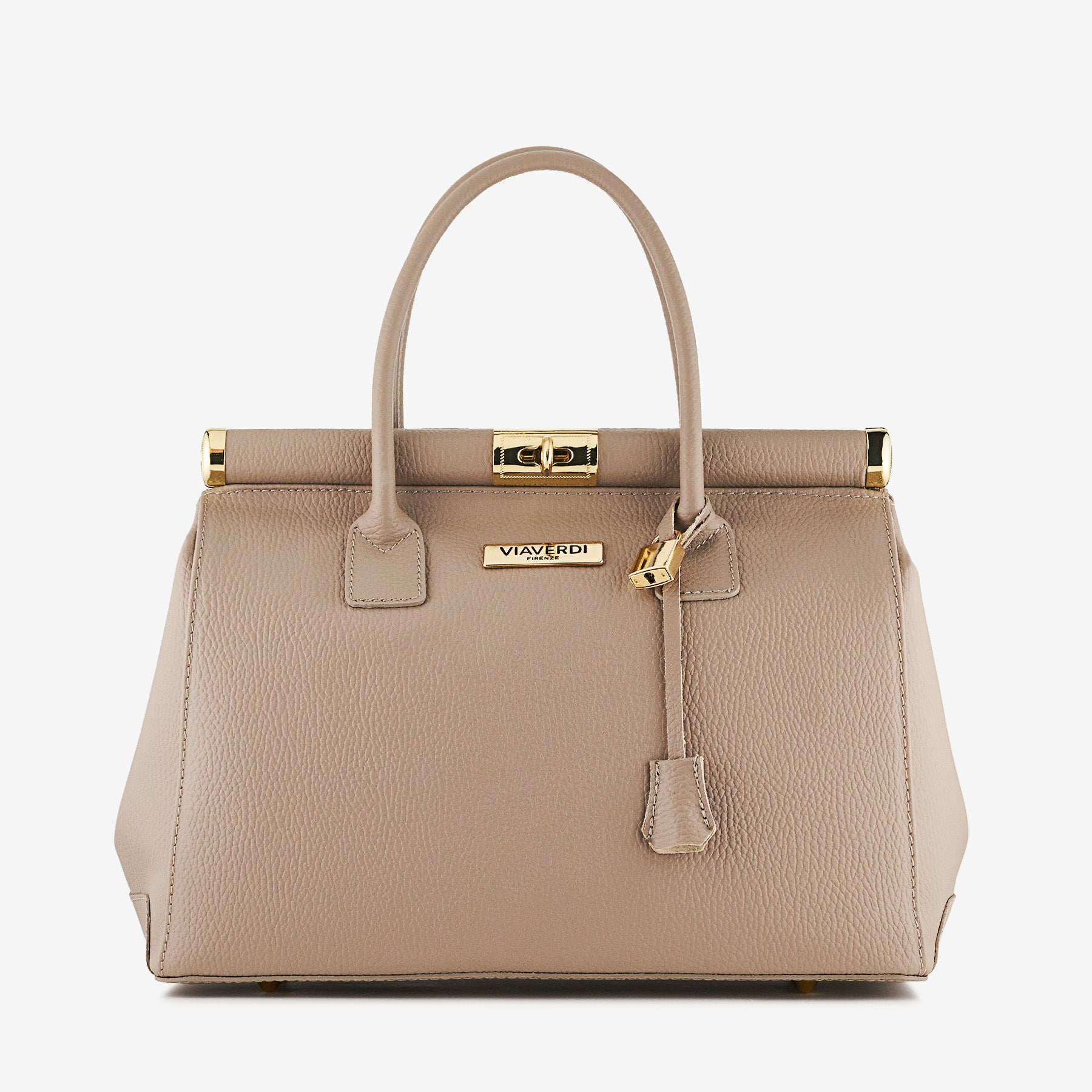 Borsa a Mano con Tracolla VIAVERDI in Pelle Fango Made in Italy