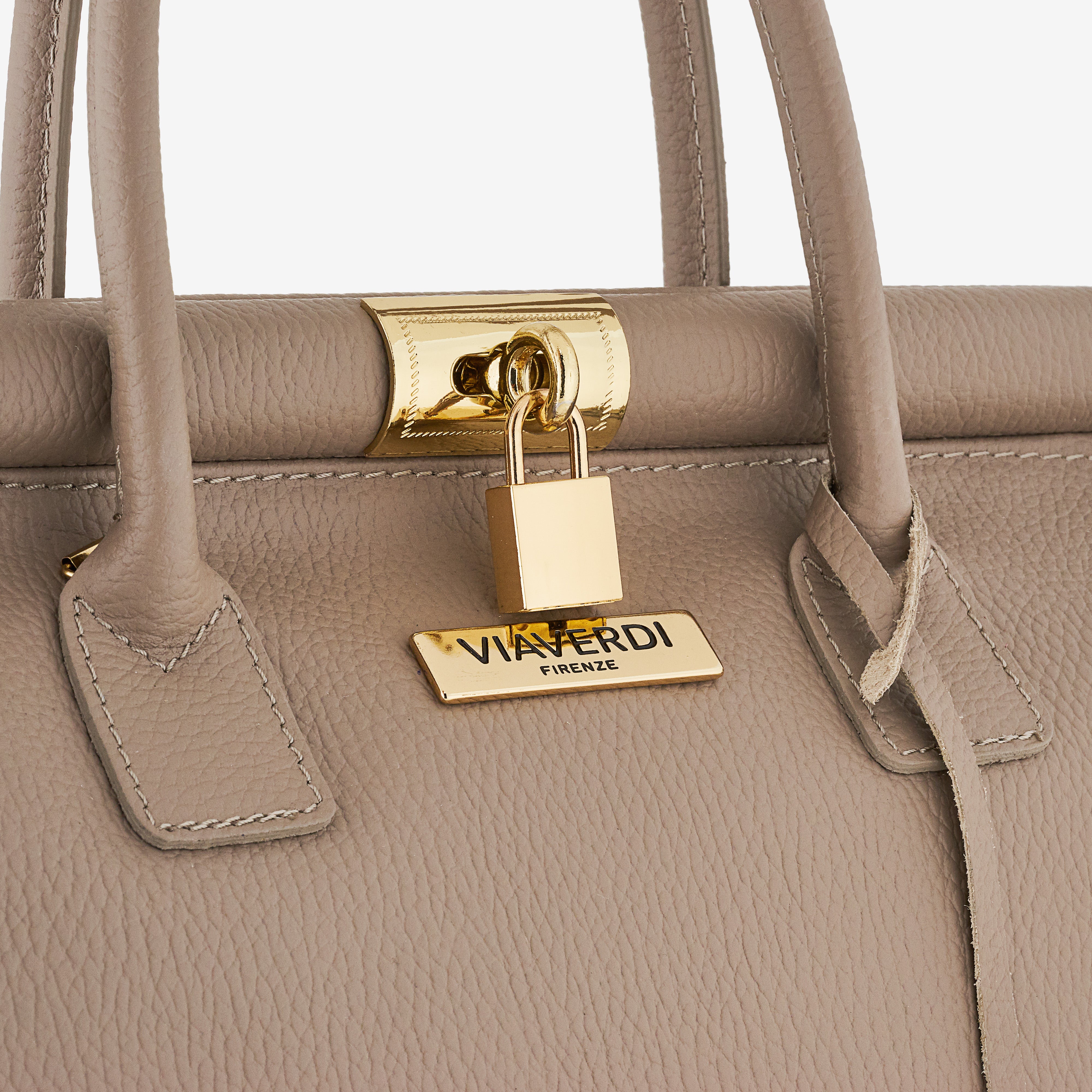 Borsa a Mano con Tracolla VIAVERDI in Pelle Fango Made in Italy