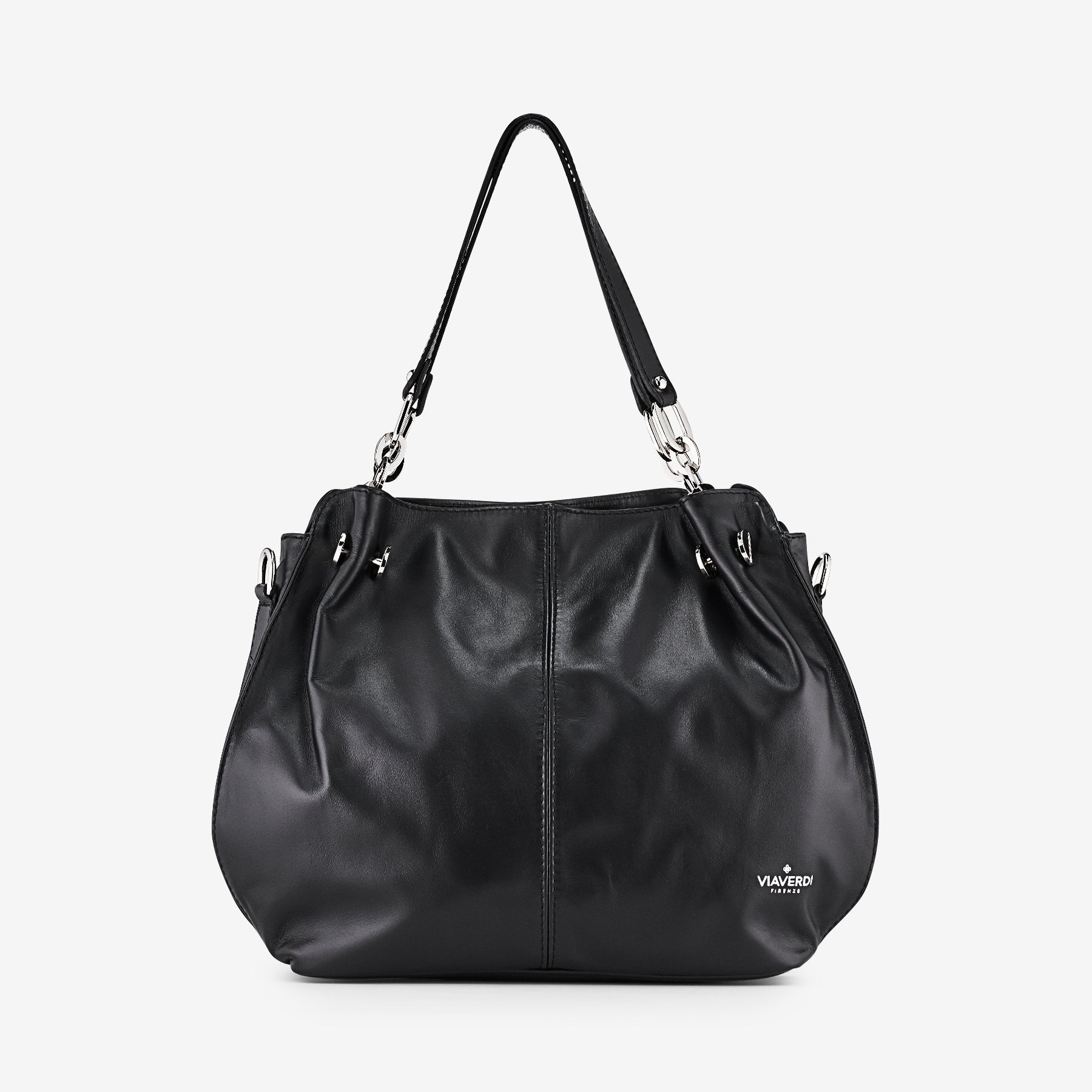 Borsa a Spalla in Pelle Nera VIAVERDI Made in Italy