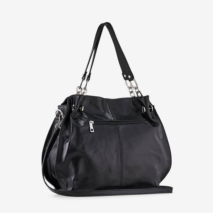 Bolso de Hobo de Piel Negra VIAVERDI Made in Italy