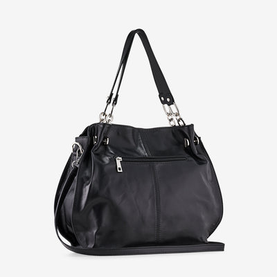 VIAVERDI Black Leather Hobo Bag Made in Italy