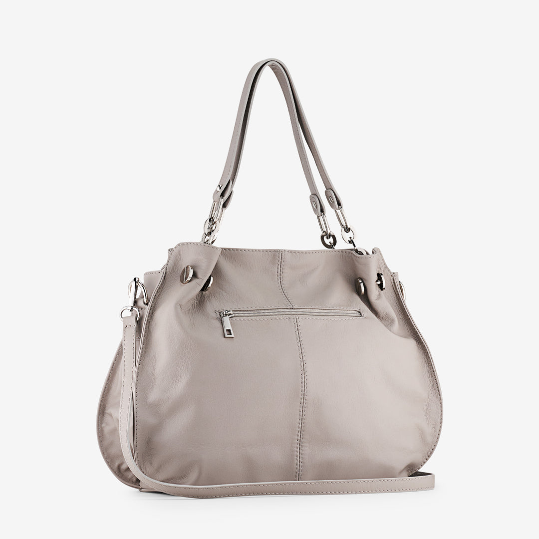 Borsa a Spalla in Pelle Grigia VIAVERDI Made in Italy