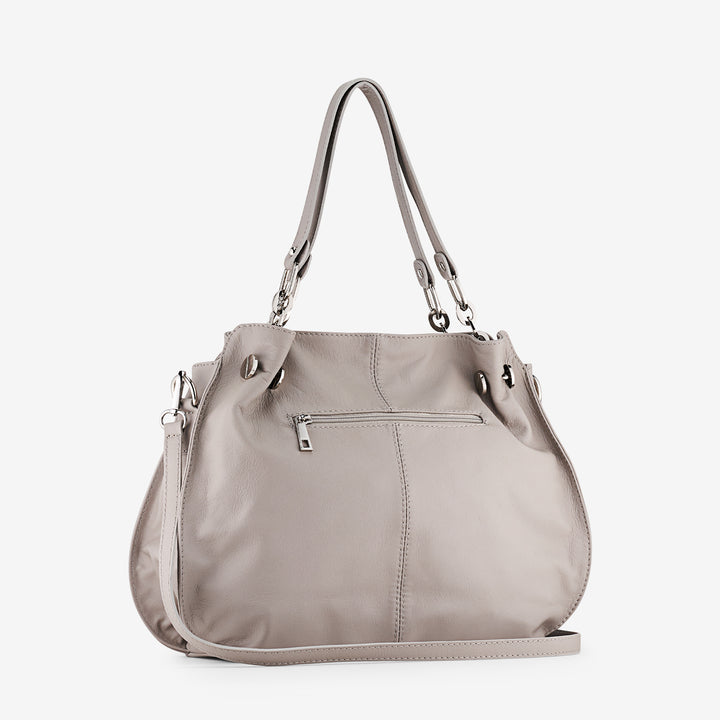 Borsa a Spalla in Pelle Grigia VIAVERDI Made in Italy