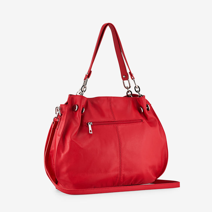 VIAVERDI Black Leather Hobo Bag Made in Italy
