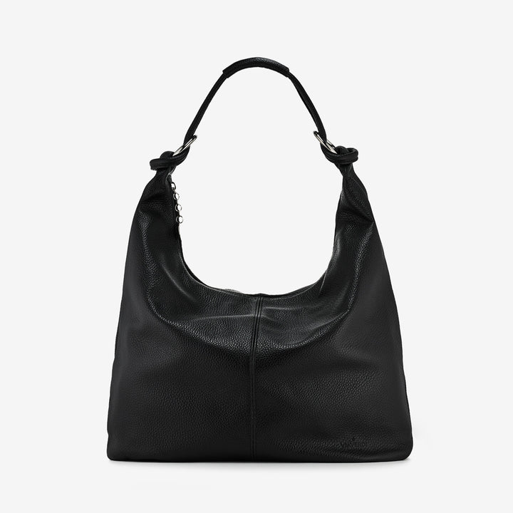 VIAVERDI Hobo-Tasche aus schwarzem Leder, hergestellt in Italien