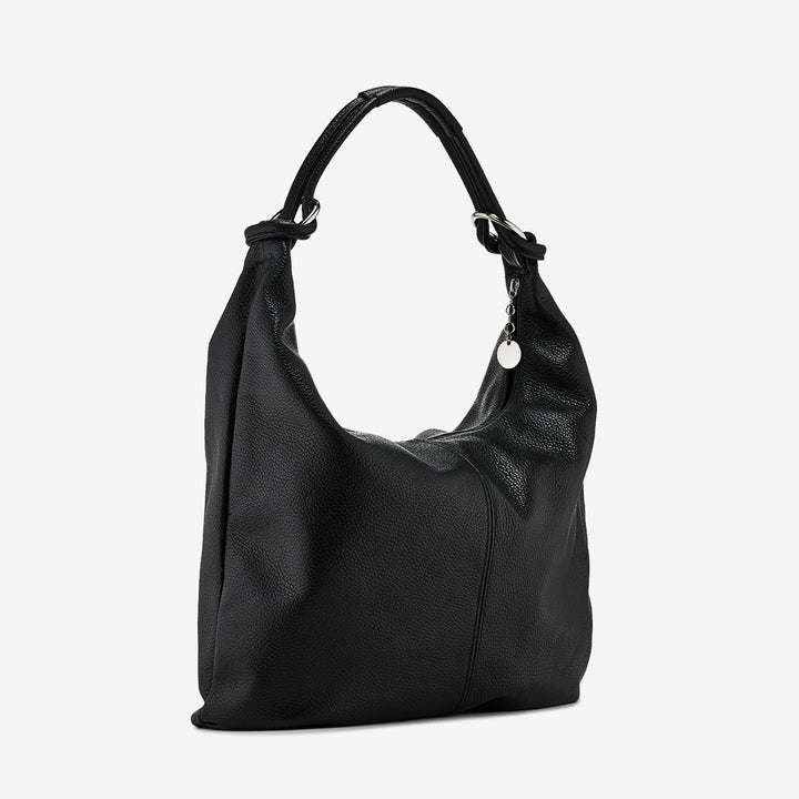 VIAVERDI Hobo-Tasche aus schwarzem Leder, hergestellt in Italien