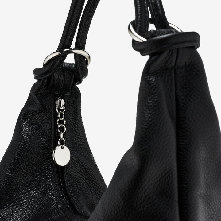 VIAVERDI Hobo-Tasche aus schwarzem Leder, hergestellt in Italien