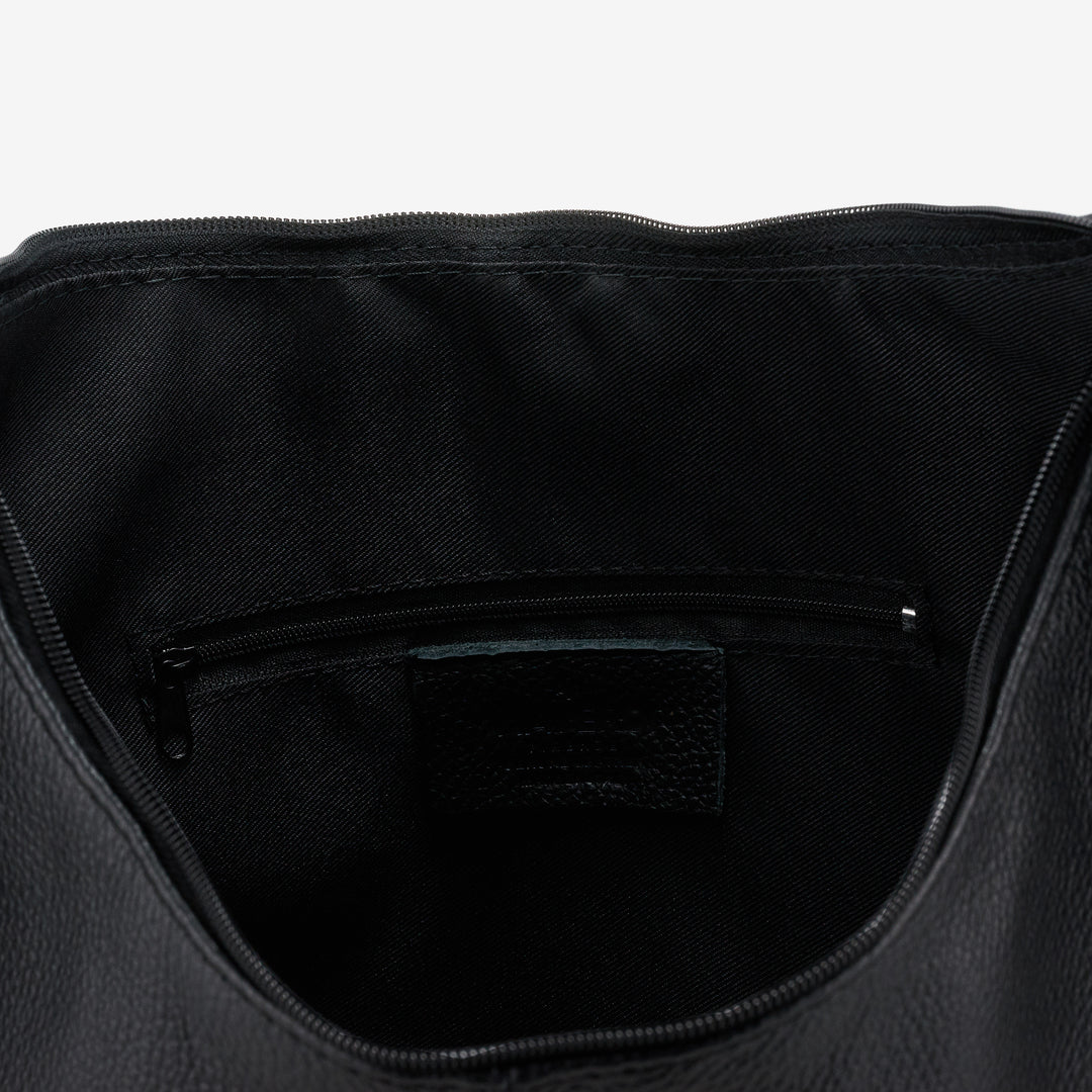 VIAVERDI Hobo-Tasche aus schwarzem Leder, hergestellt in Italien