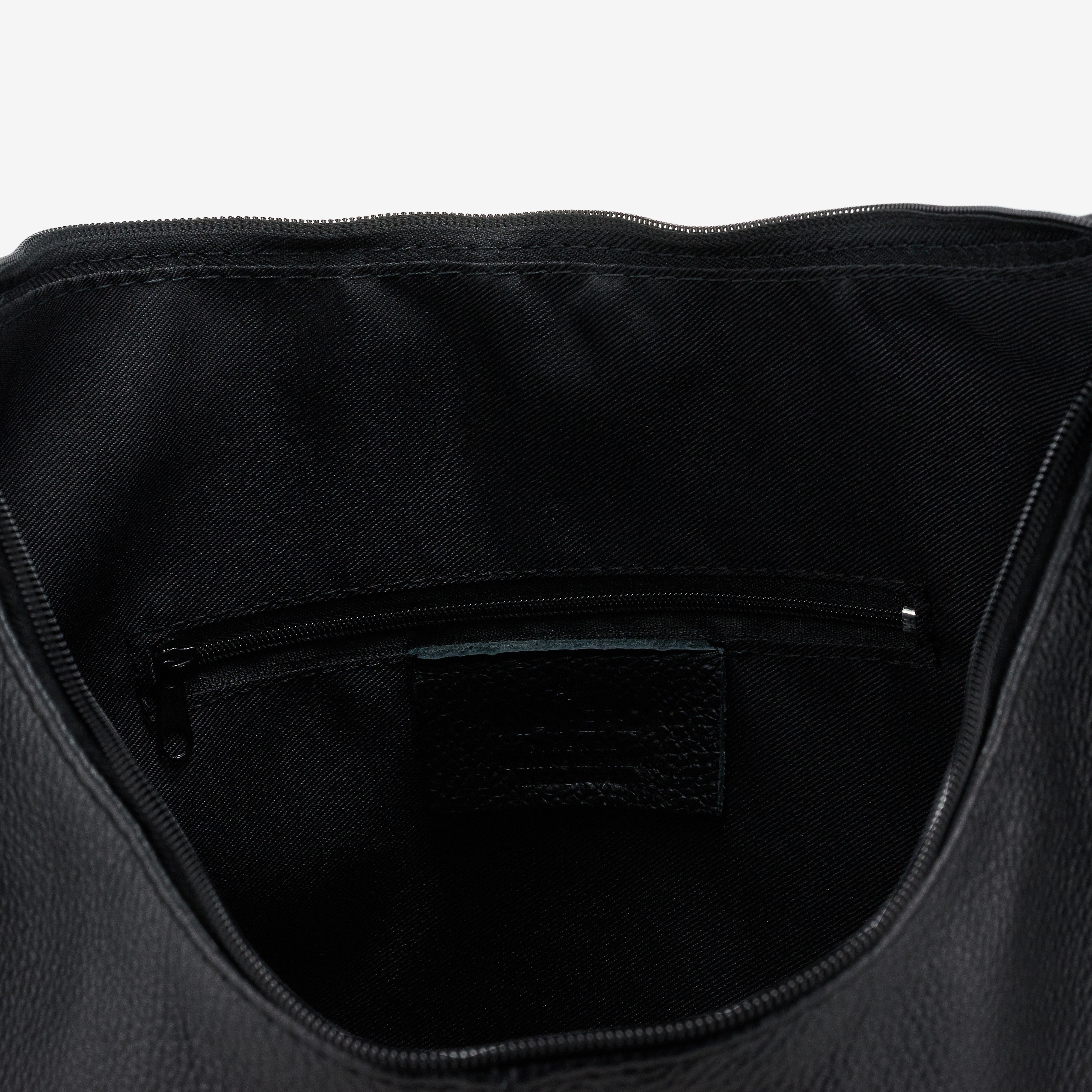 VIAVERDI Black Leather Hobo Bag Made in Italy