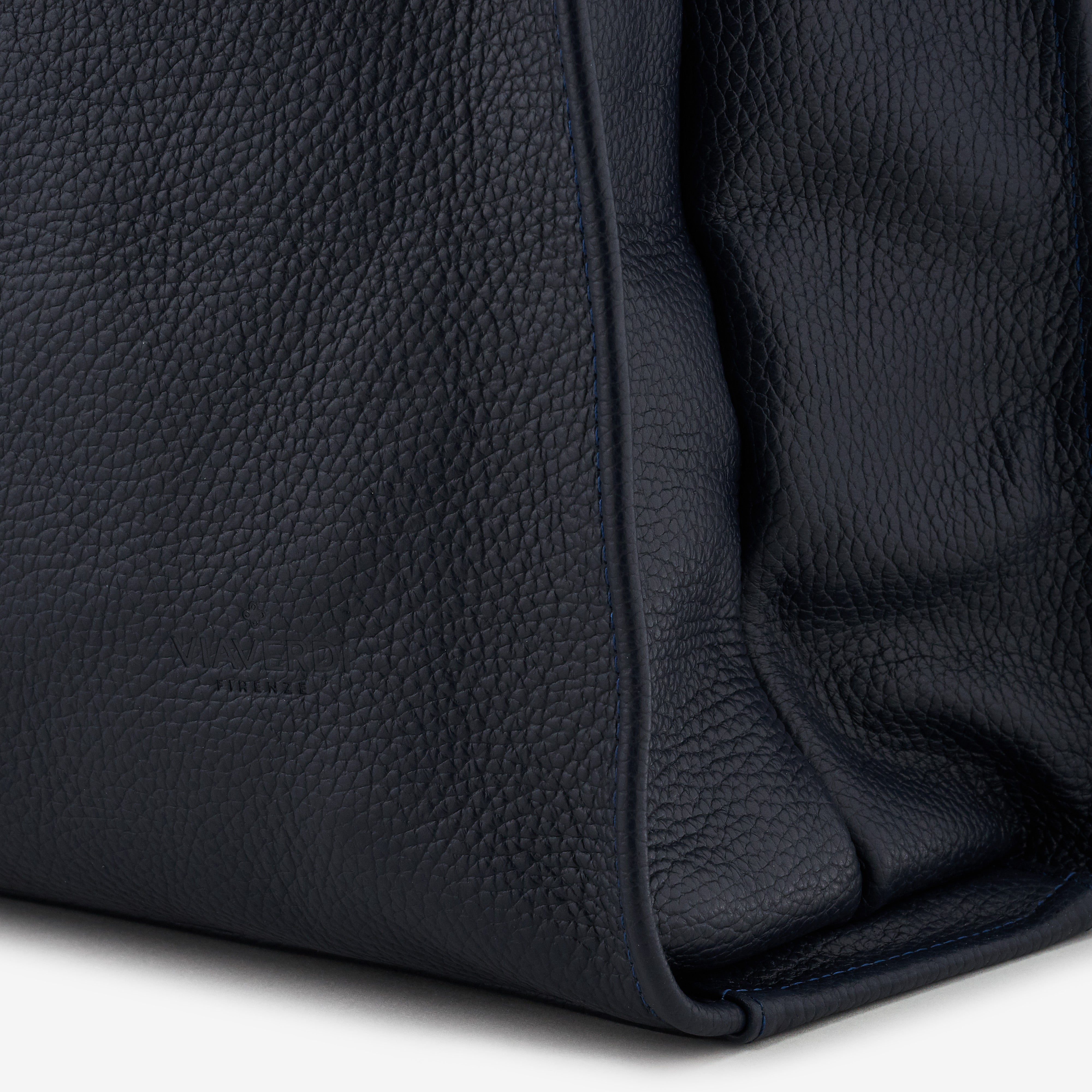 Borsa Tote in Pelle Blu VIAVERDI Made in Italy