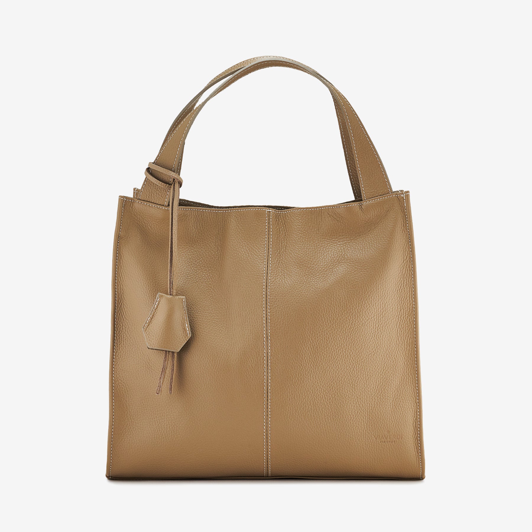 Borsa Tote in Pelle Beige VIAVERDI Made in Italy