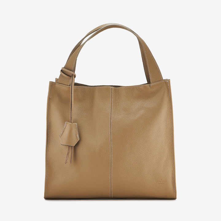 VIAVERDI Bordeaux Leather Tote Bag Made in Italy