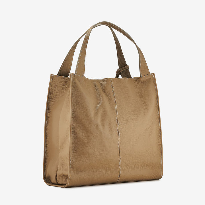 VIAVERDI Bordeaux Leather Tote Bag Made in Italy