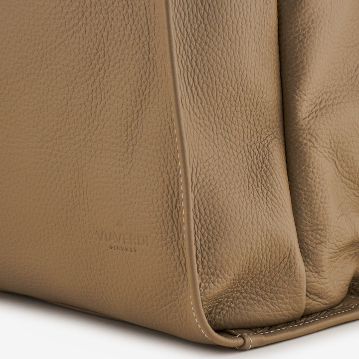 VIAVERDI Bordeaux Leather Tote Bag Made in Italy