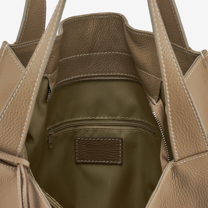 VIAVERDI Bordeaux Leather Tote Bag Made in Italy