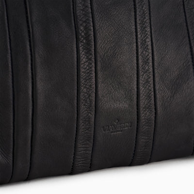 VIAVERDI Black Soft Leather Bucket Bag Made in Italy 
