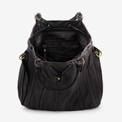 Secchiello in Pelle Morbida Nera VIAVERDI Made in Italy