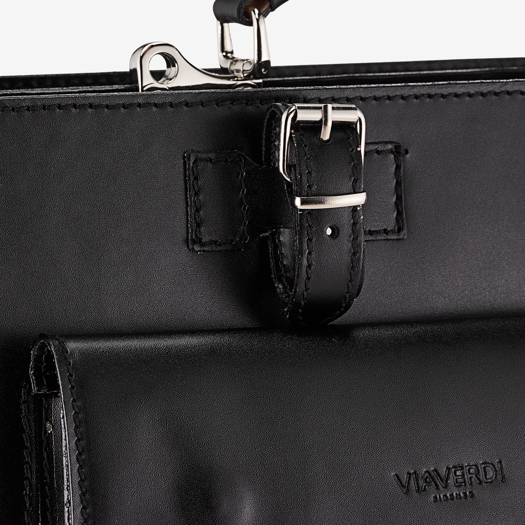 Borsa da Lavoro in Pelle Nera VIAVERDI Made in Italy - Porta Ombrelli e Pc 15.6