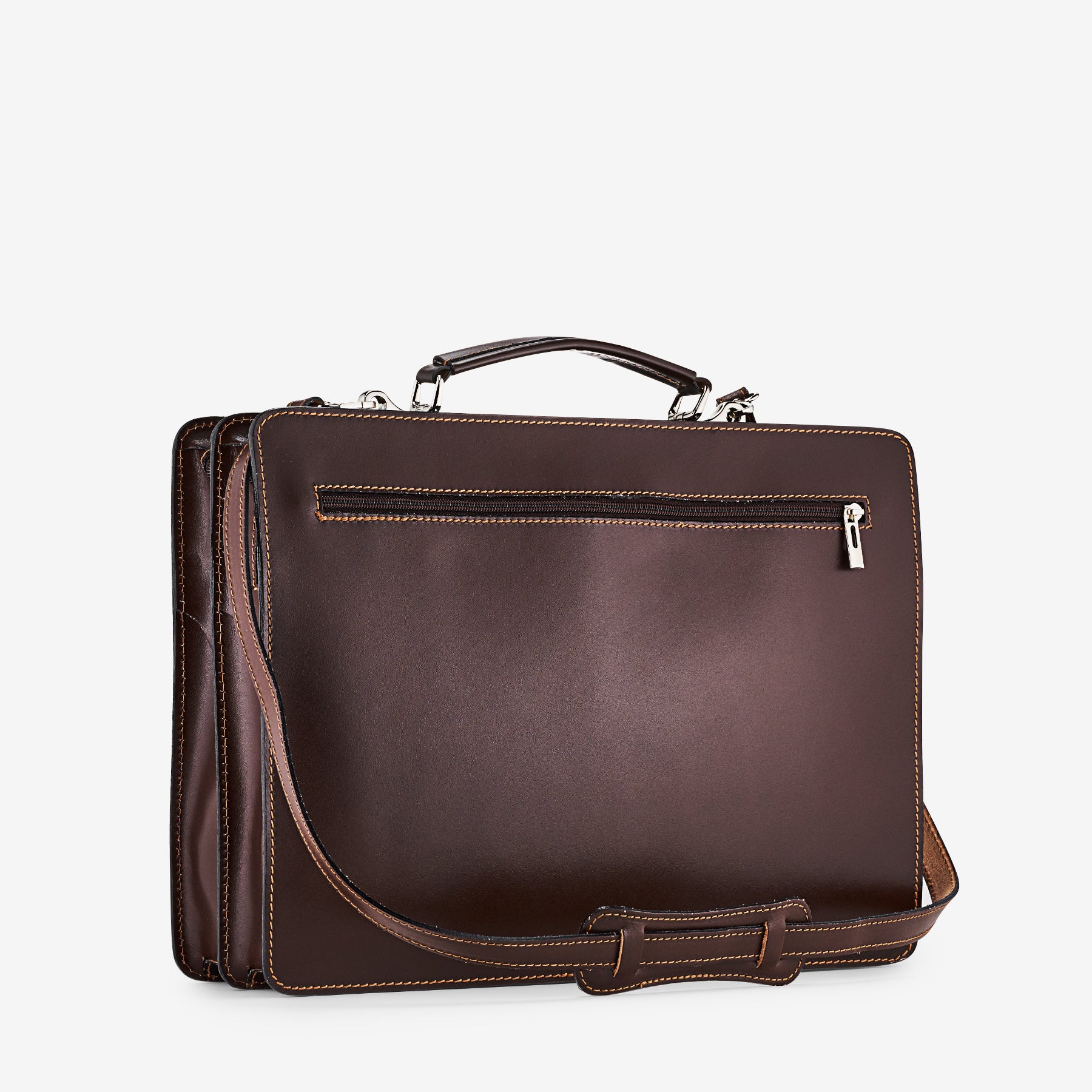 Arbeitstasche aus dunkelbraunem Leder VIAVERDI Made in Italy – Schirmhalter und 15,6 PC