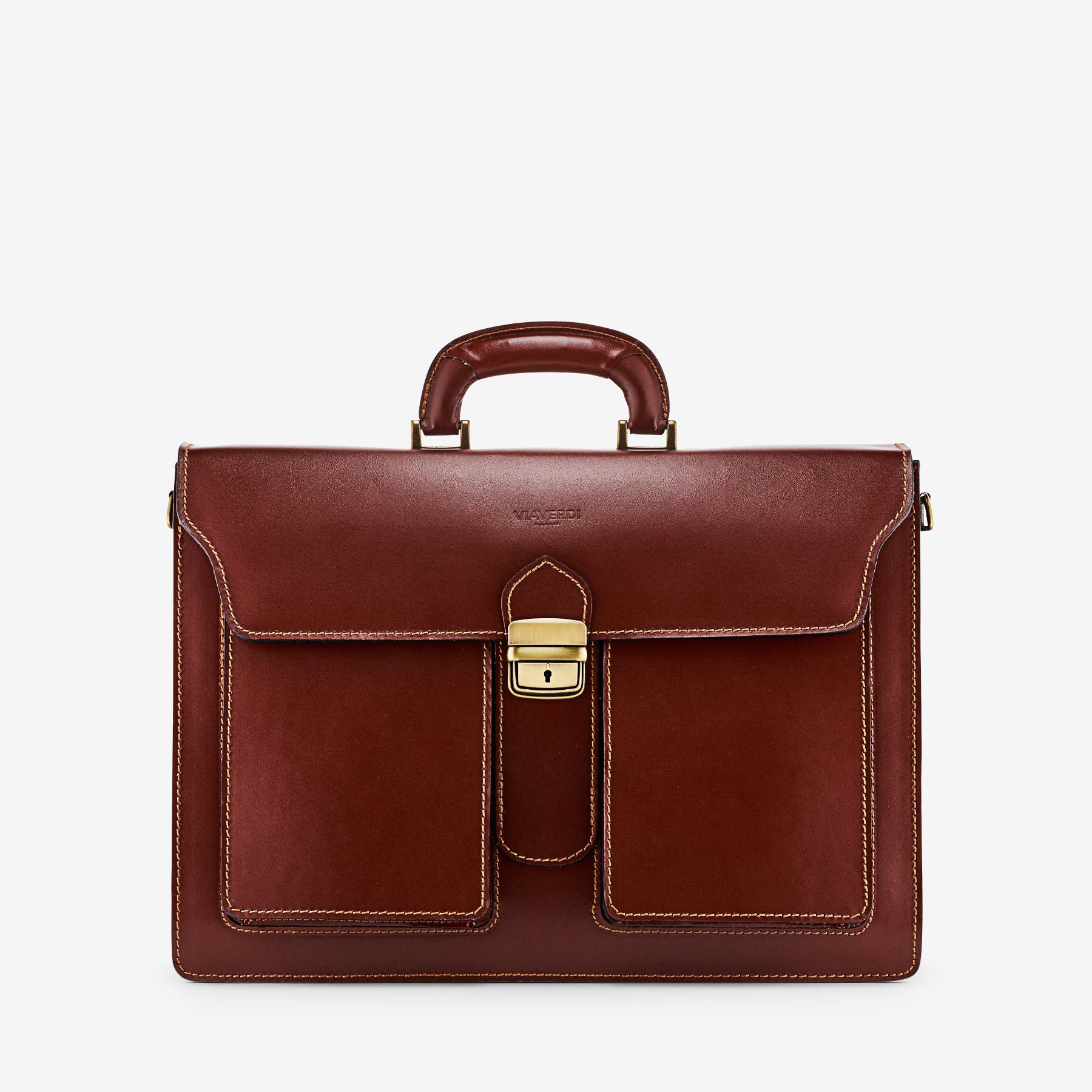 Cartella in Pelle Marrone VIAVERDI Made in Italy - 3 Soffietti Pc 15.6