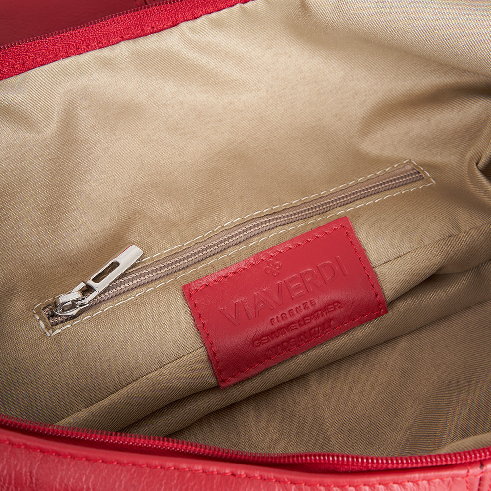 VIAVERDI Hobo-Tasche aus rotem Leder, hergestellt in Italien