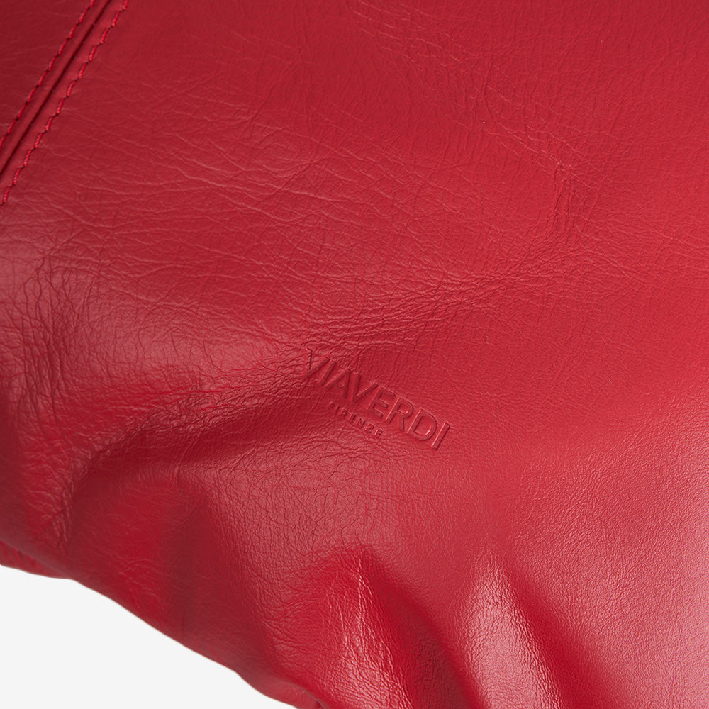 Bolso de Hobo de Piel Roja VIAVERDI Made in Italy