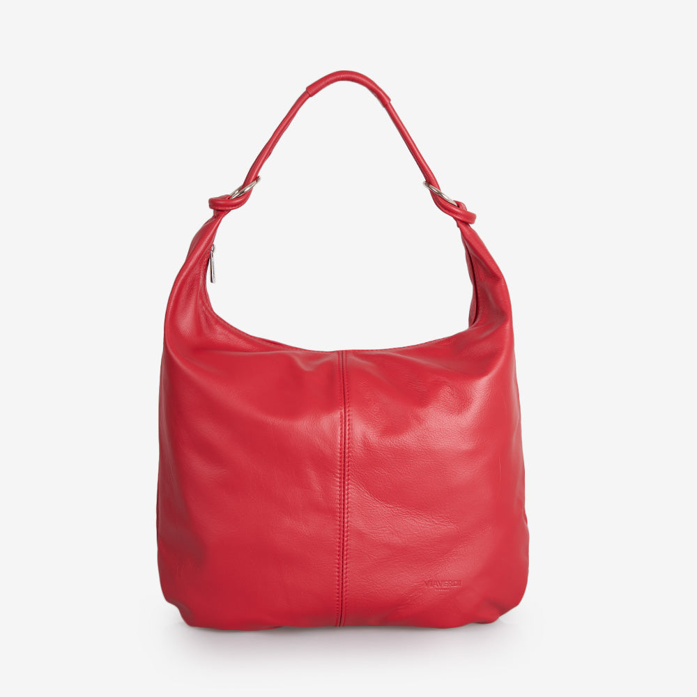 Bolso de Hobo de Piel Roja VIAVERDI Made in Italy