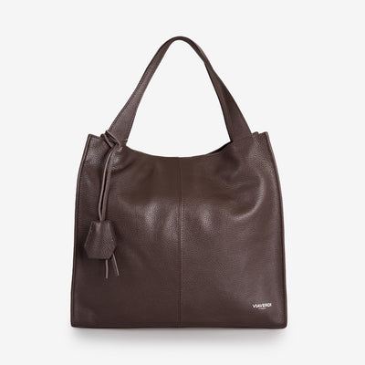 VIAVERDI Dark Brown Leather Tote Bag Made in Italy