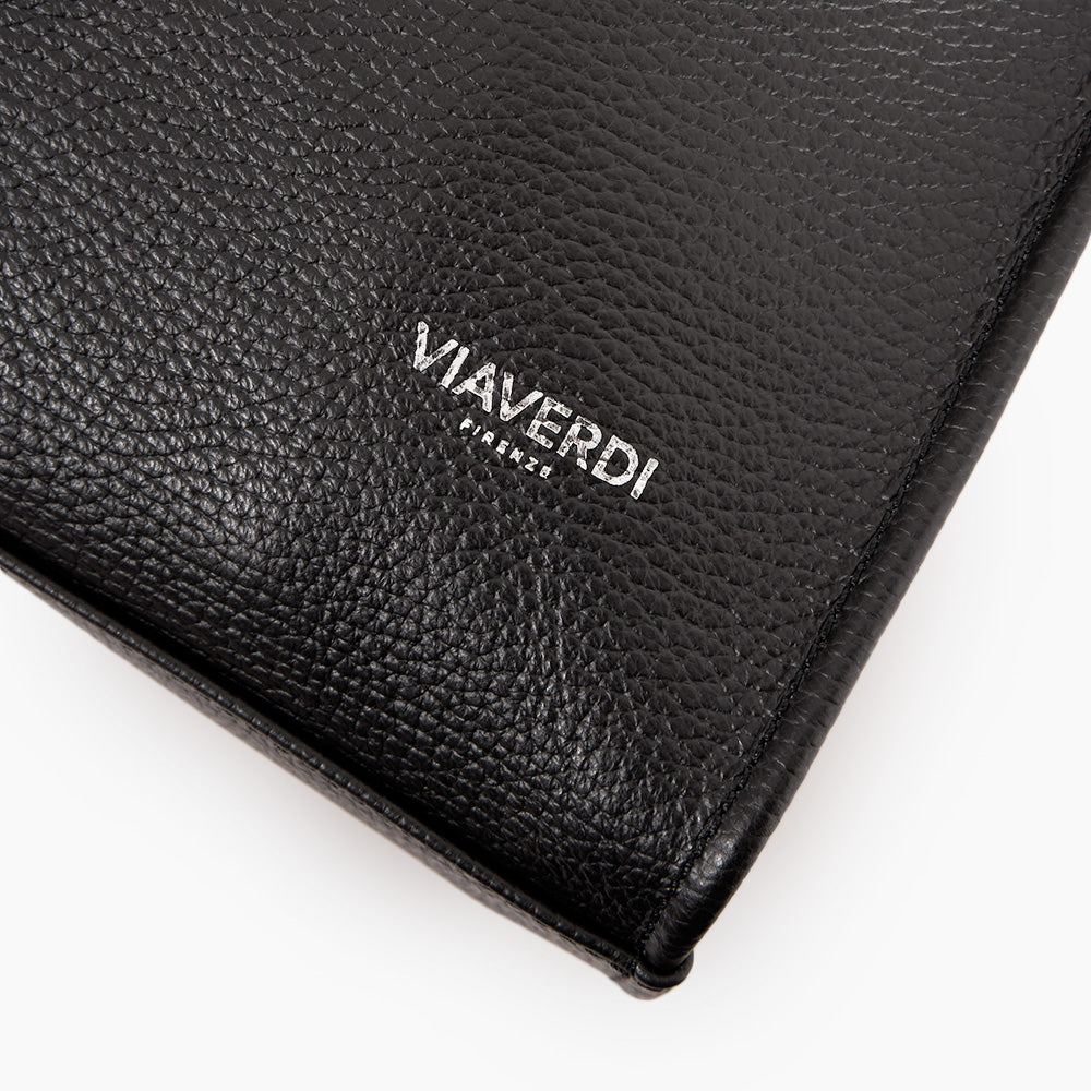 Bolso Tote de Piel Negra VIAVERDI Made in Italy