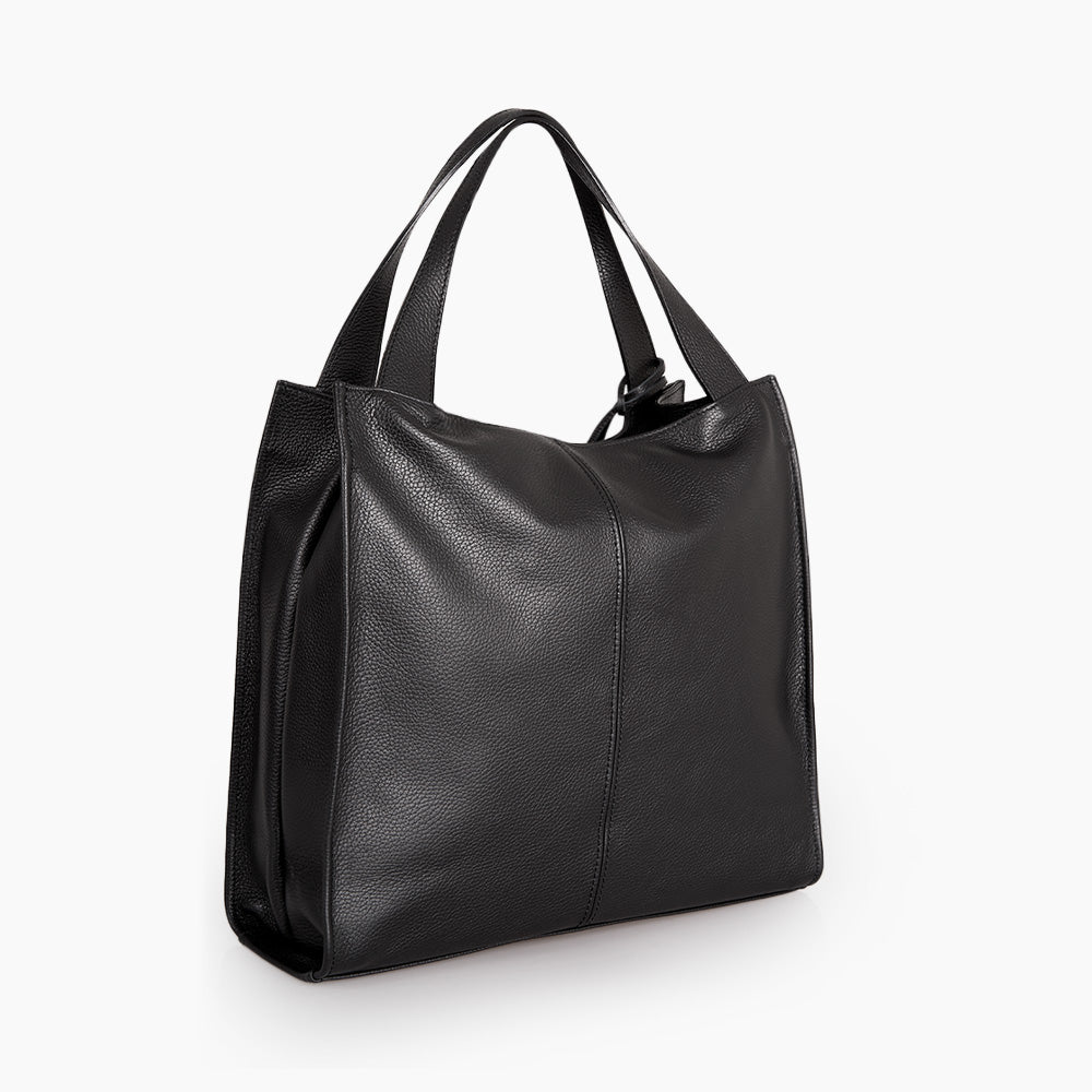 Bolso Tote de Piel Negra VIAVERDI Made in Italy