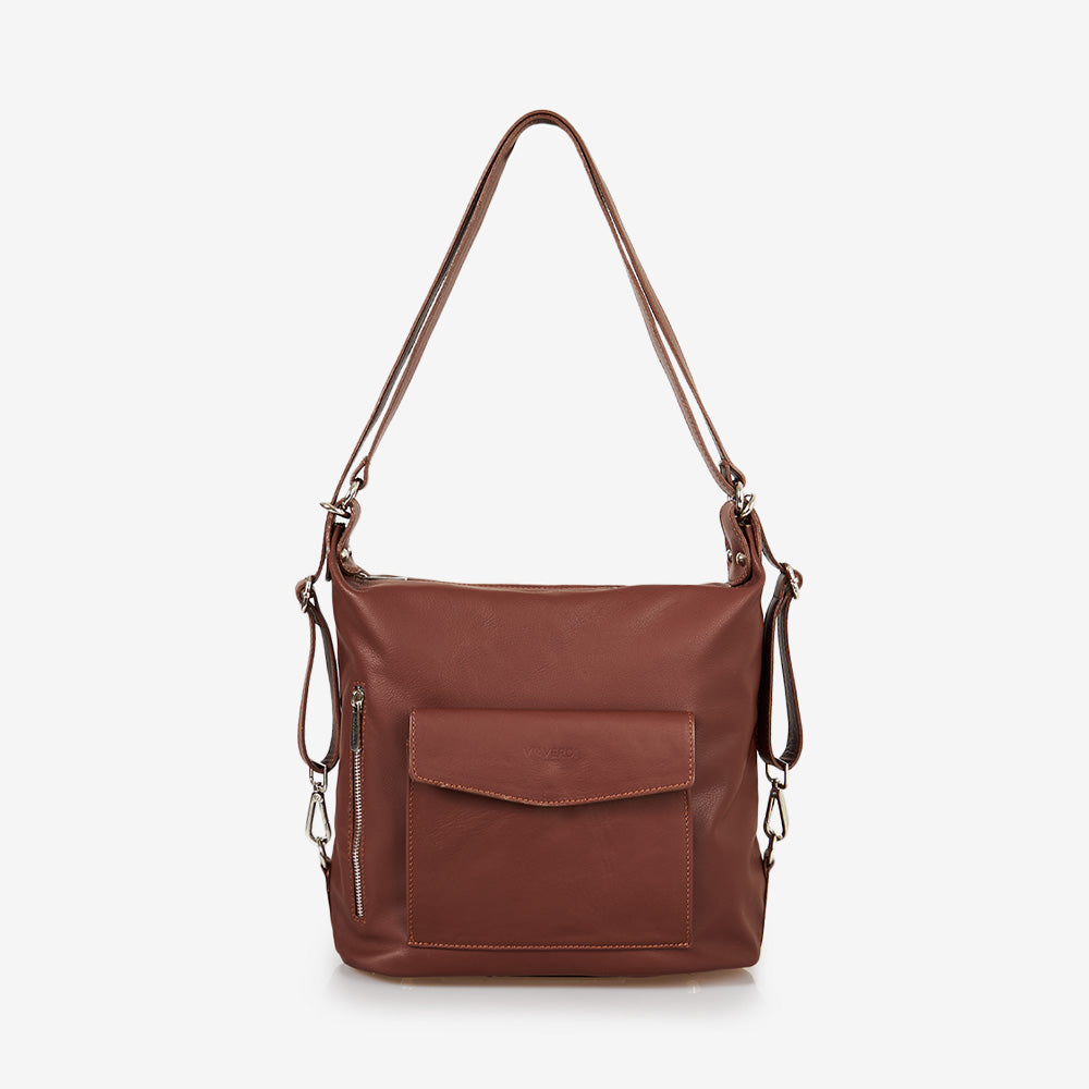 Borsa con Doppia Portabilità in Pelle Marrone VIAVERDI Made in Italy