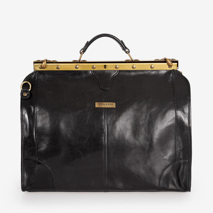 Borsa Medico Grande in Pelle Nera VIAVERDI Made in Italy