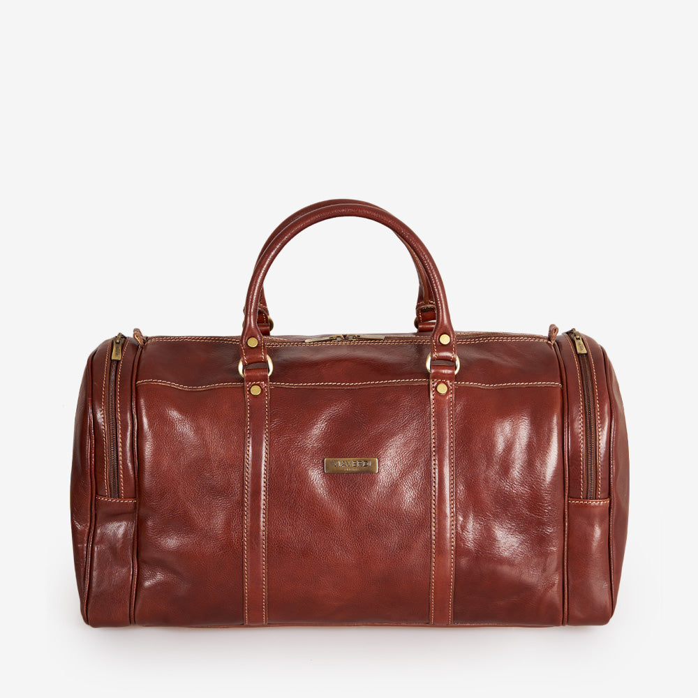 Borsone da Viaggio in Pelle Marrone VIAVERDI Made in Italy