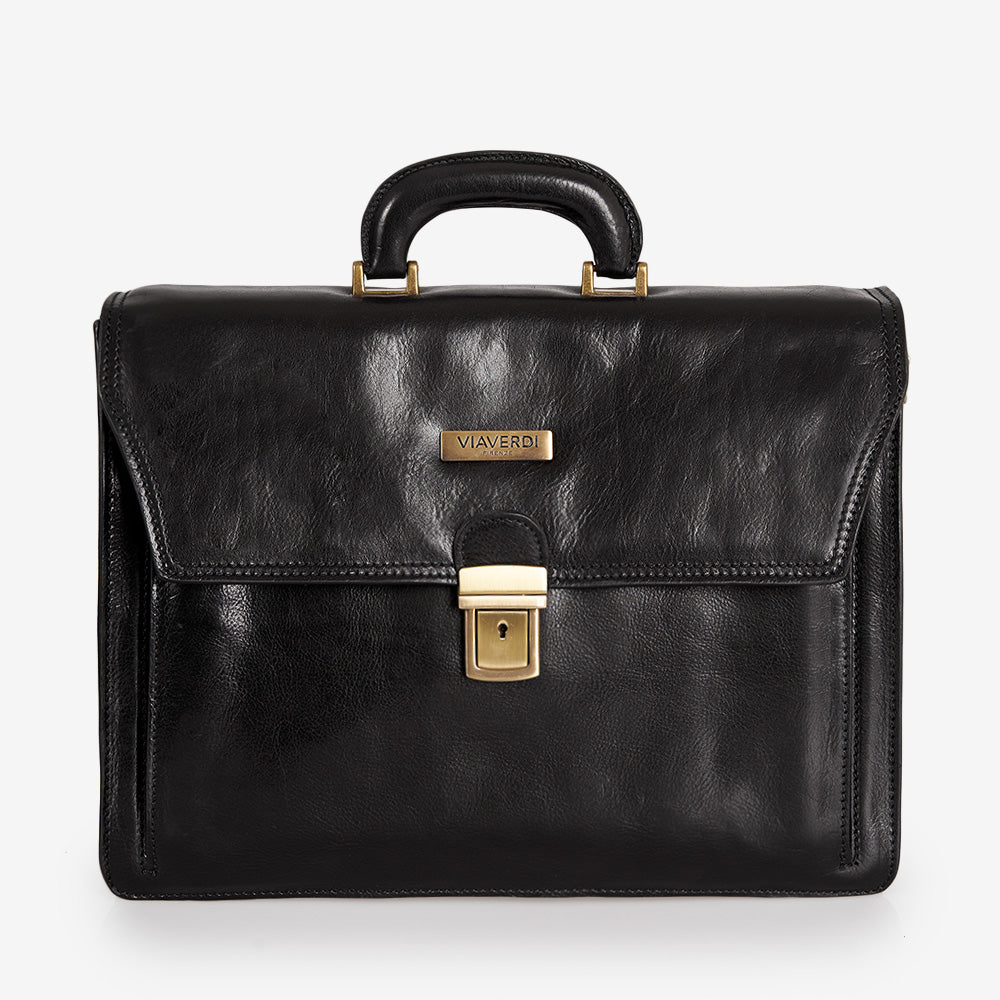 Cartella da Lavoro in Pelle Nera VIAVERDI Made in Italy