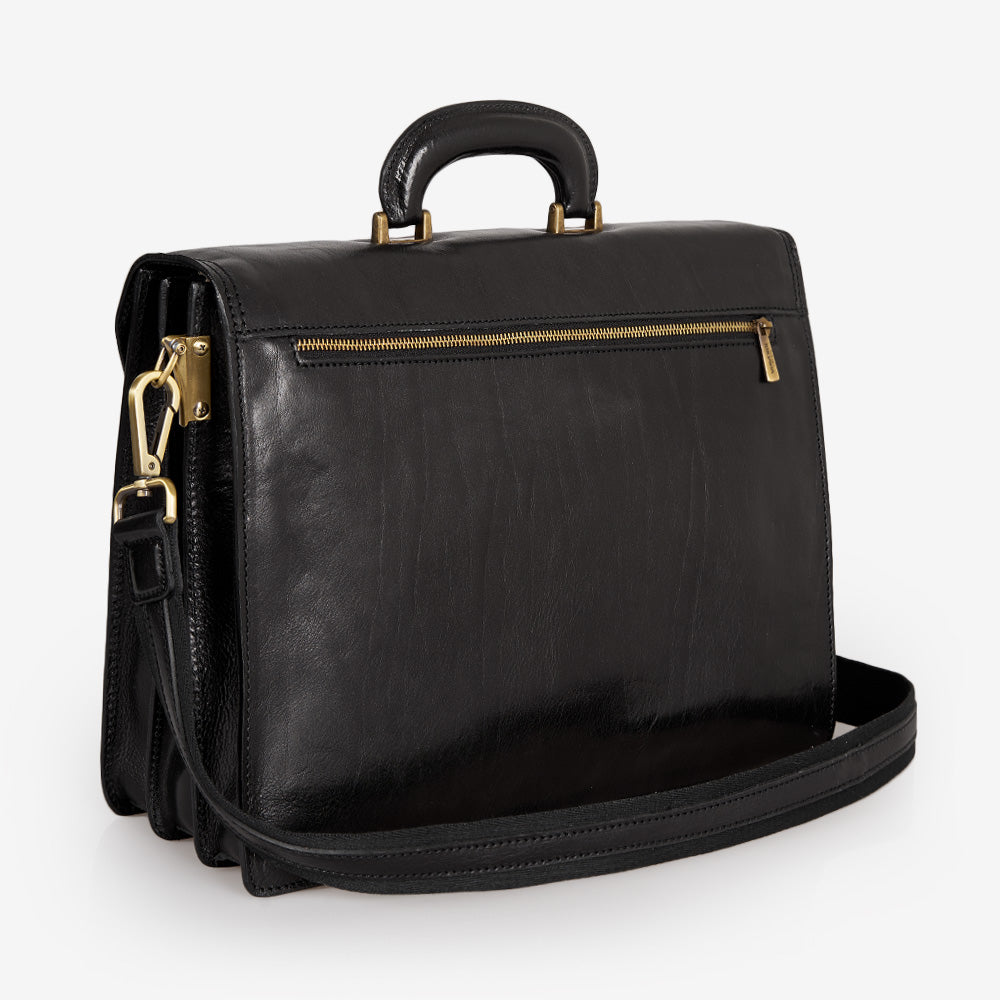 Cartella da Lavoro in Pelle Nera VIAVERDI Made in Italy